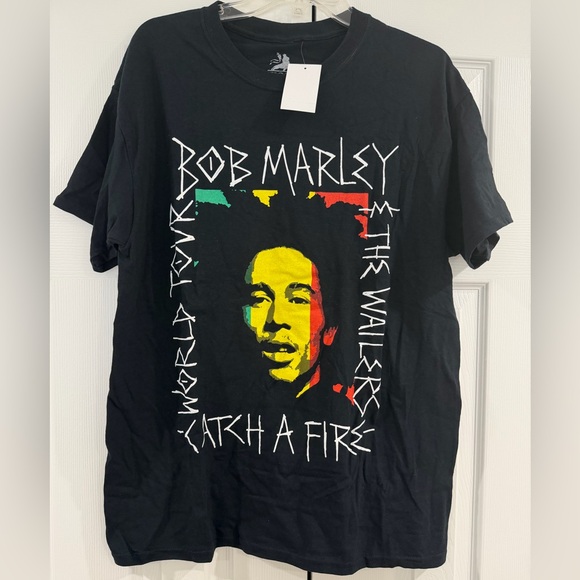 Zion Rootswear Tops - Zion Rootswear Bob Marley World Tour Tee - Black